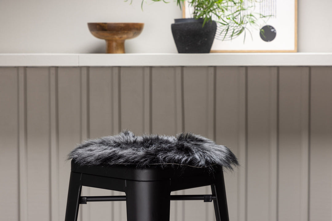 Venture Home Katy Polyester Fake Fur - 34*34-  -Round-Black
