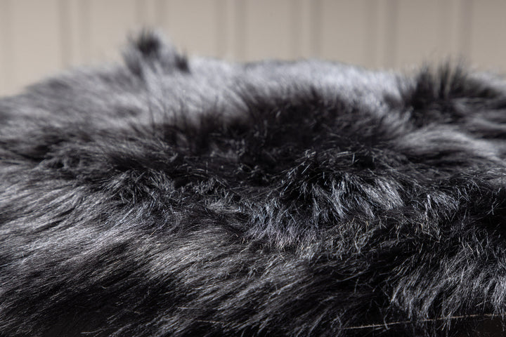 Venture Home Katy Polyester Fake Fur - 34*34-  -Round-Black
