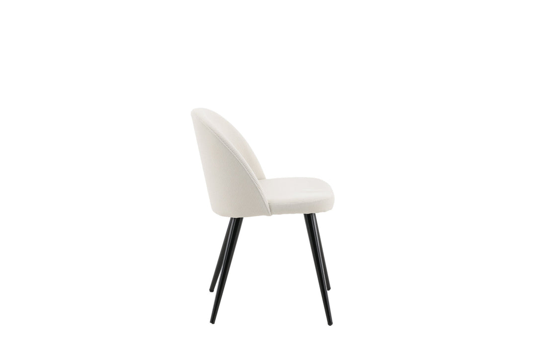 Venture Home Velvet Dining Chair 2-pack - Black Legs / Cream Corduroy