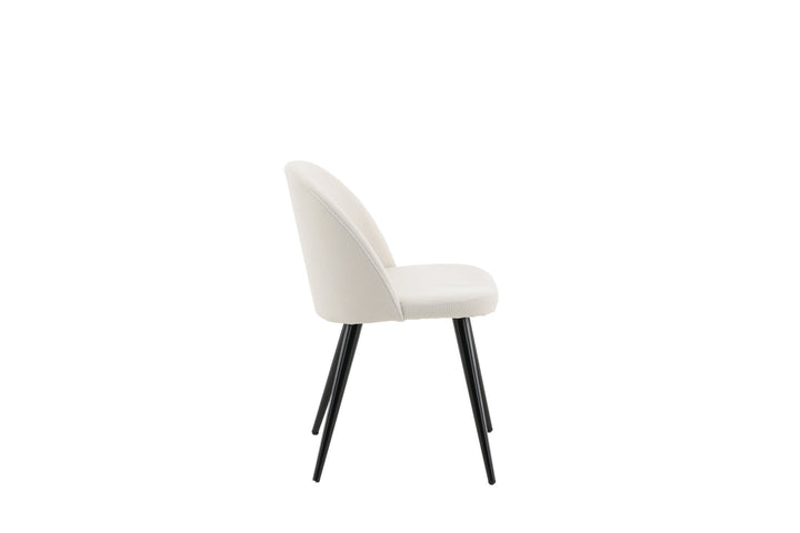 Venture Home Velvet Dining Chair 2-pack - Black Legs / Cream Corduroy