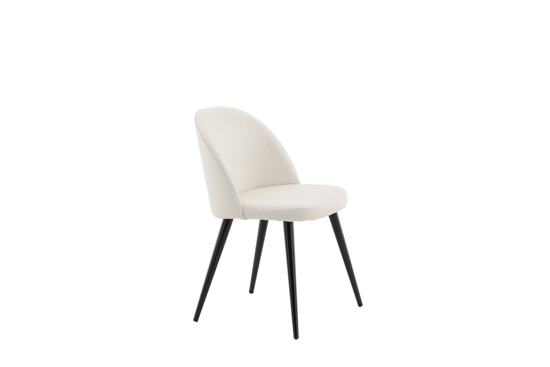 Venture Home Velvet Dining Chair 2-pack - Black Legs / Cream Corduroy