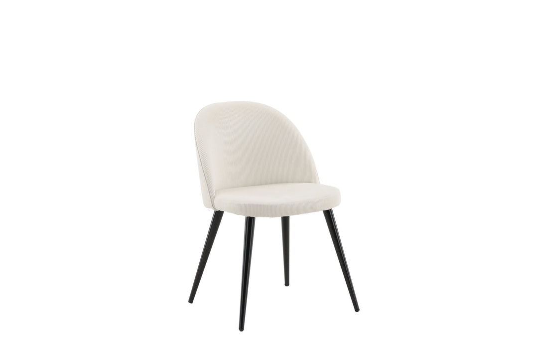 Venture Home Velvet Dining Chair 2-pack - Black Legs / Cream Corduroy