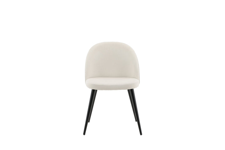 Venture Home Velvet Dining Chair 2-pack - Black Legs / Cream Corduroy