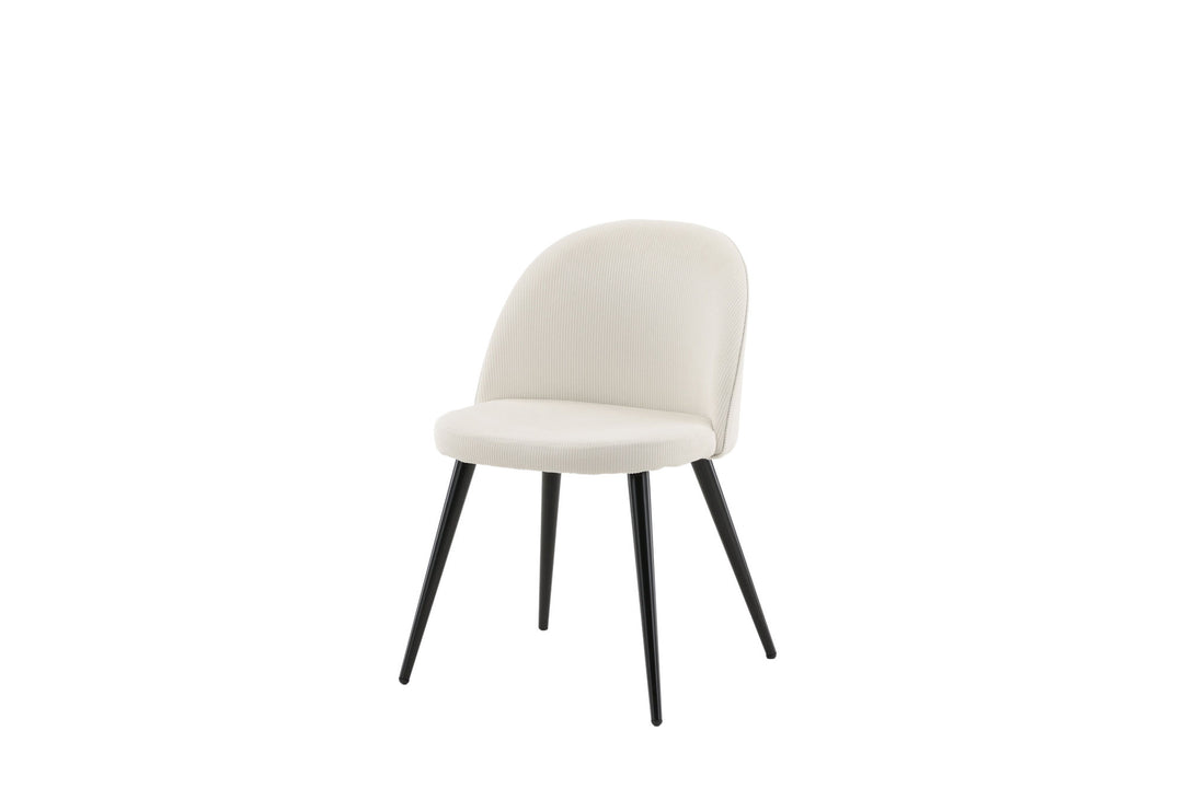 Venture Home Velvet Dining Chair 2-pack - Black Legs / Cream Corduroy