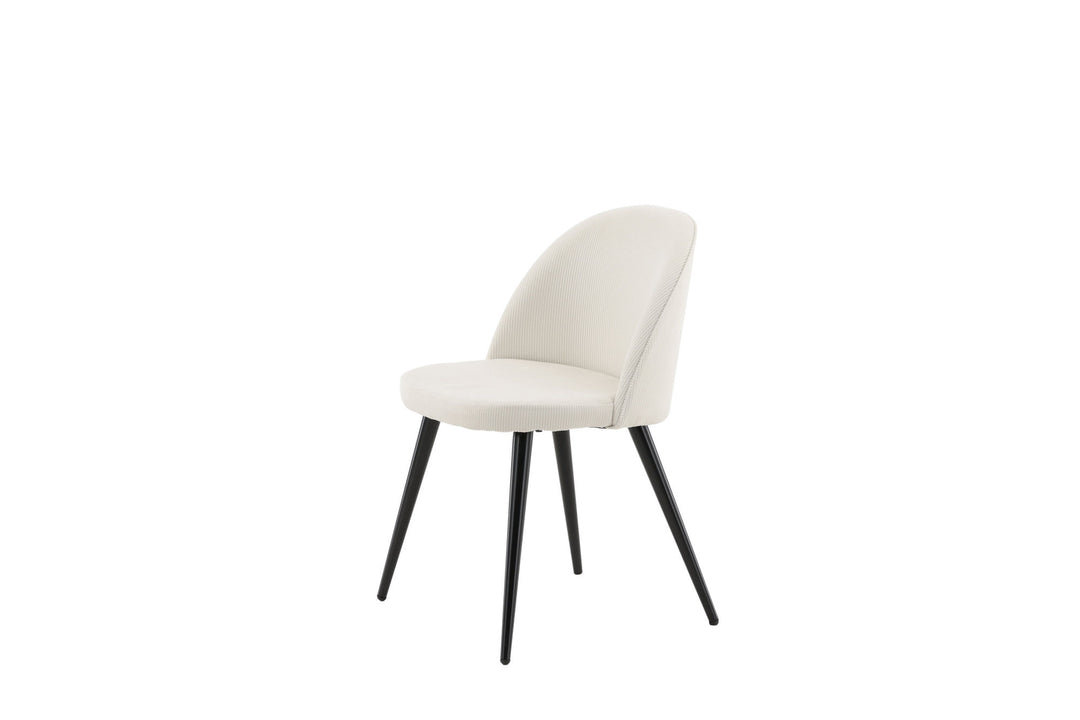 Venture Home Velvet Dining Chair 2-pack - Black Legs / Cream Corduroy