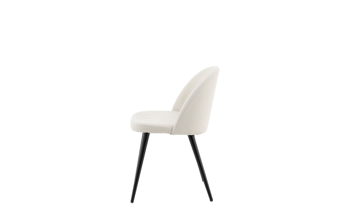 Venture Home Velvet Dining Chair 2-pack - Black Legs / Cream Corduroy