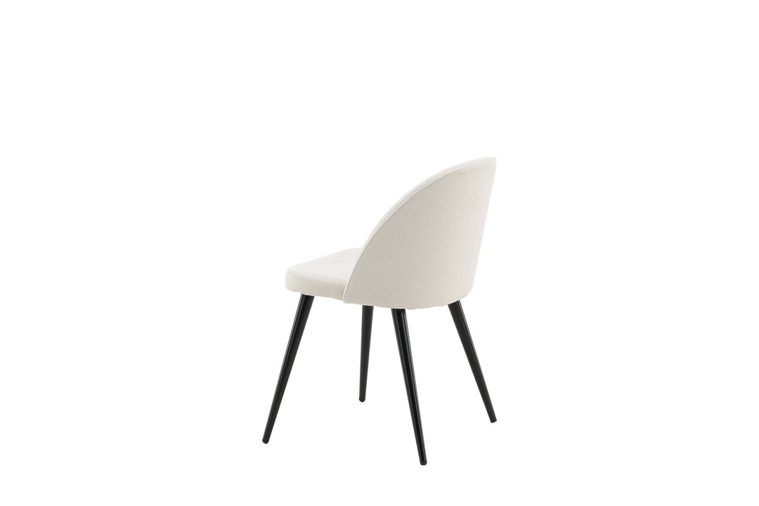 Venture Home Velvet Dining Chair 2-pack - Black Legs / Cream Corduroy