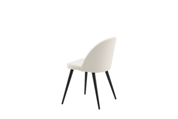Venture Home Velvet Dining Chair 2-pack - Black Legs / Cream Corduroy