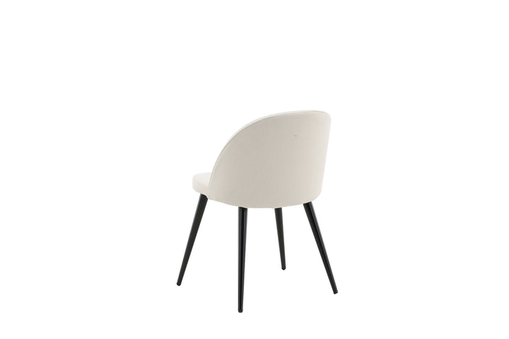 Venture Home Velvet Dining Chair 2-pack - Black Legs / Cream Corduroy