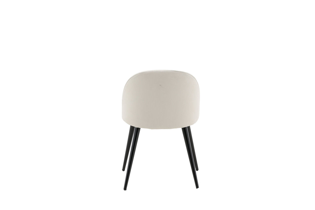 Venture Home Velvet Dining Chair 2-pack - Black Legs / Cream Corduroy