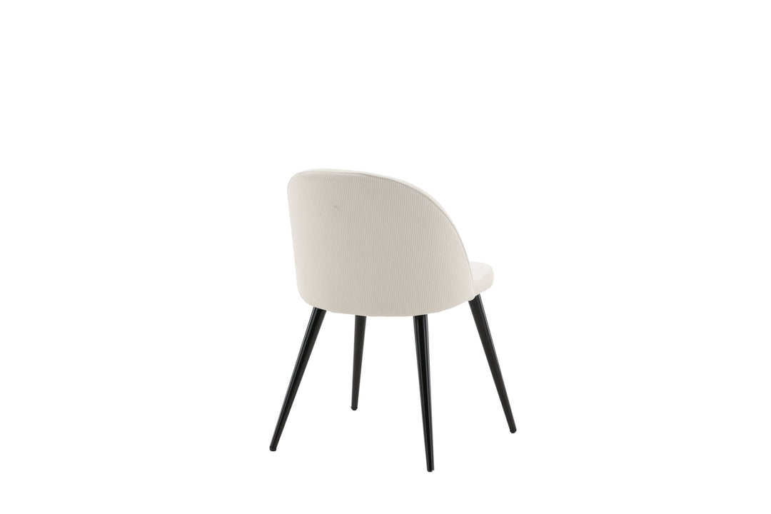 Venture Home Velvet Dining Chair 2-pack - Black Legs / Cream Corduroy