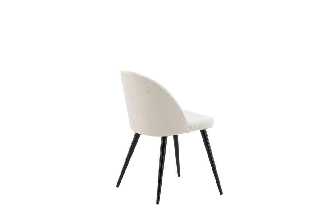 Venture Home Velvet Dining Chair 2-pack - Black Legs / Cream Corduroy