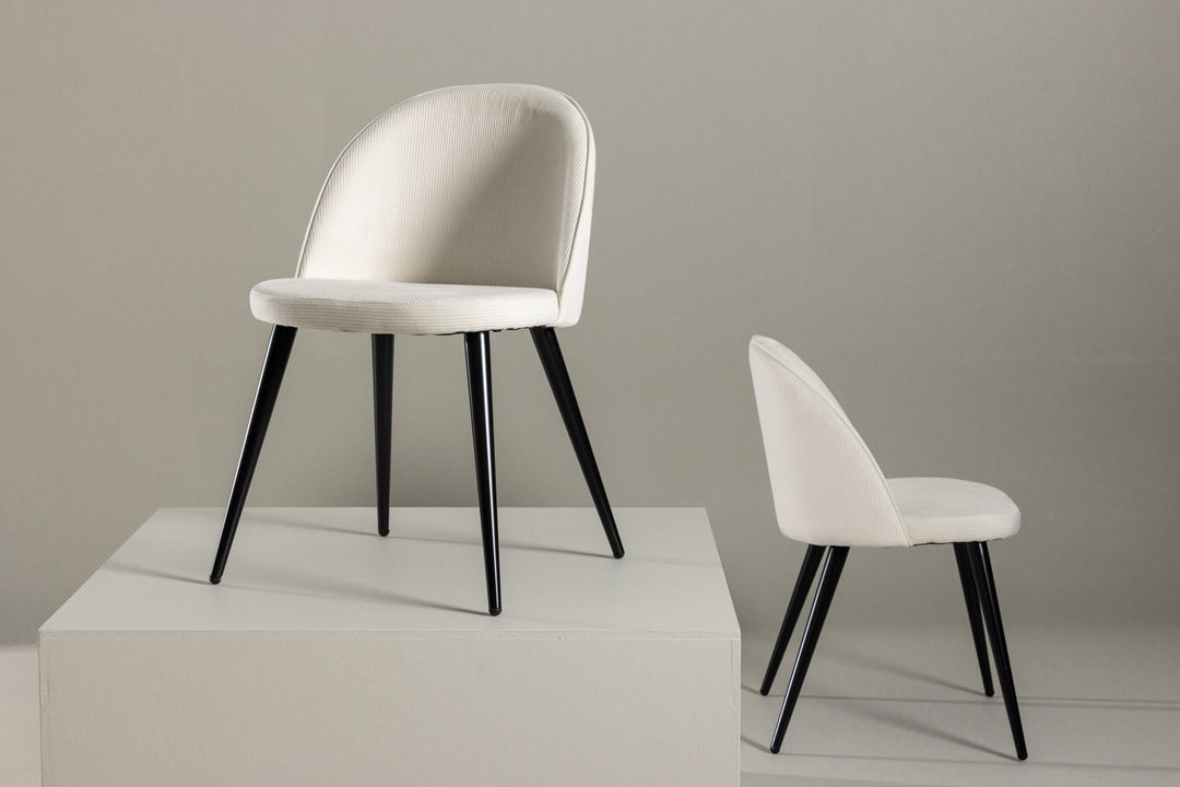 Venture Home Velvet Dining Chair 2-pack - Black Legs / Cream Corduroy