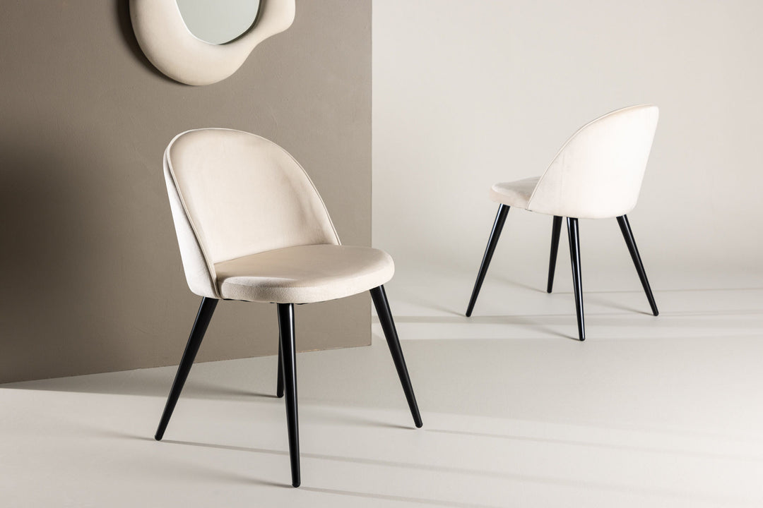 Venture Home Velvet Matstol 2-pack - Svart / Créme