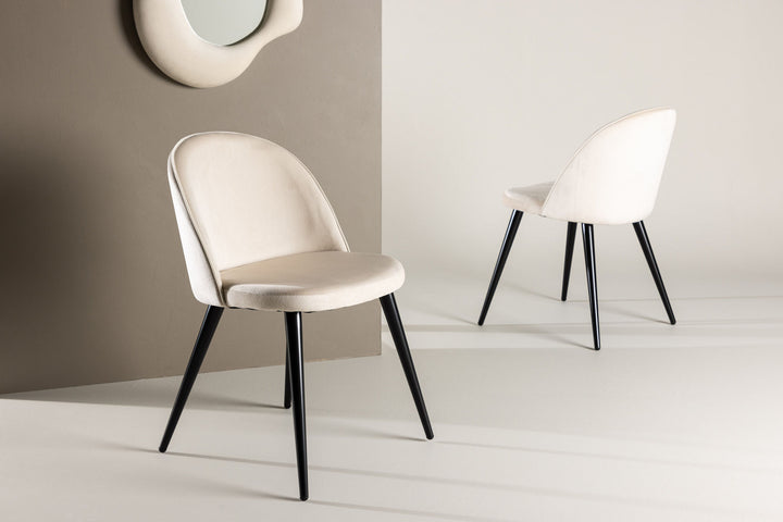 Venture Home Velvet Matstol 2-pack - Svart / Créme