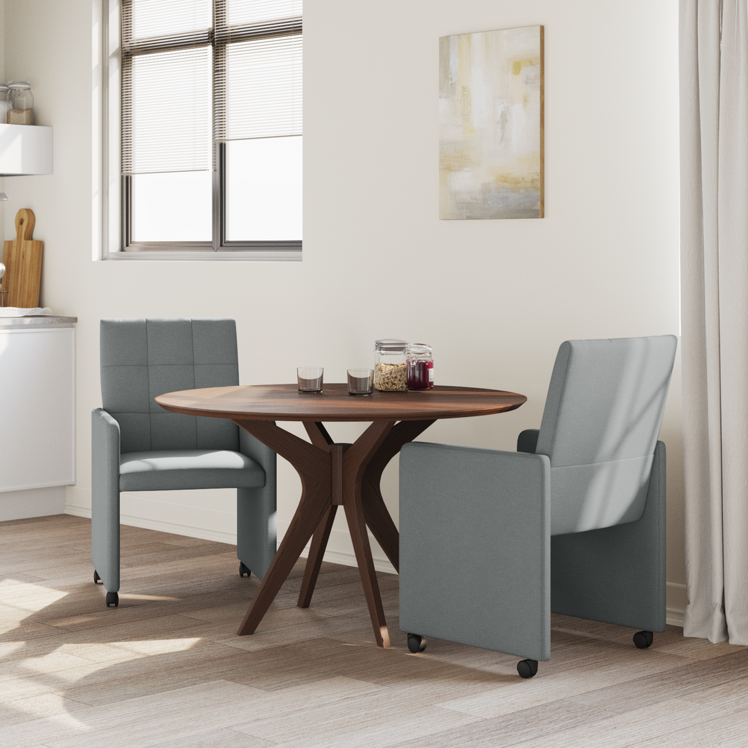 Spisebordsstole med hjul 2 pcs Lysegrå 58 x 65 x 94 cm Stof