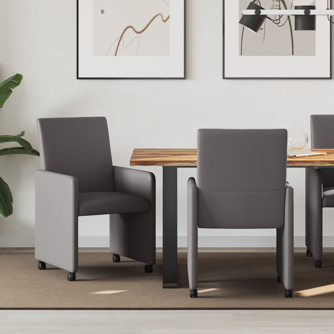Spisebordsstole med hjul 2 pcs Grå 57 x 66 x 94 cm Kunstlæder