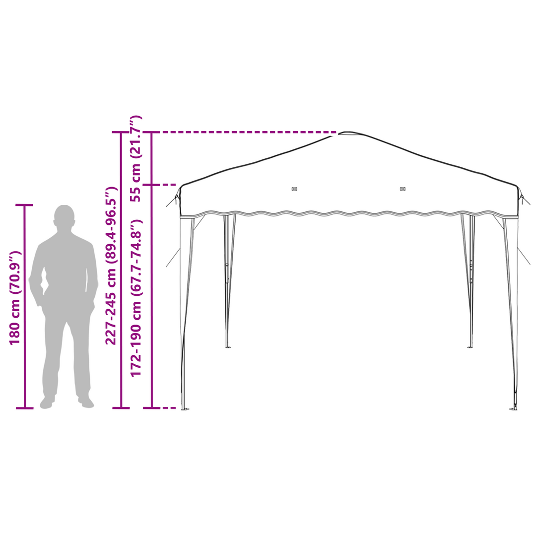 Pop-up Festtelt 288 x 288 x 245 cm Gråbrun Oxford stof