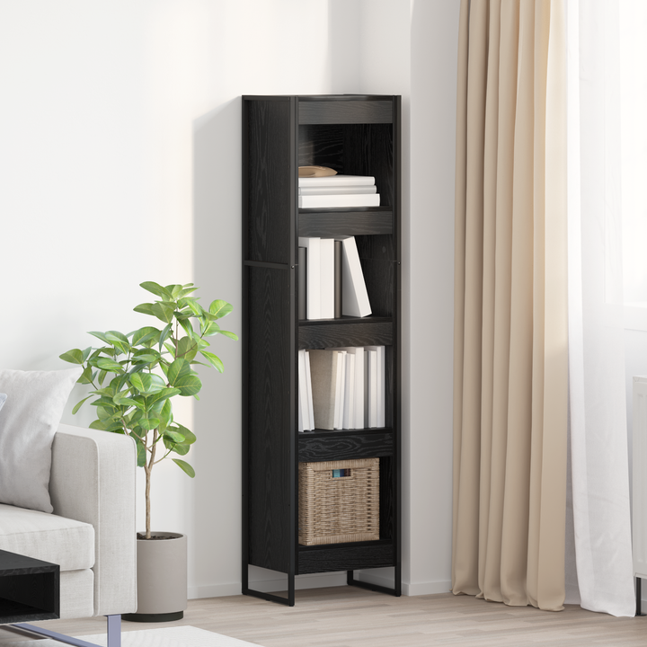 Bogskab Sort eg 40 x 30 x 155 cm Konstrueret træ