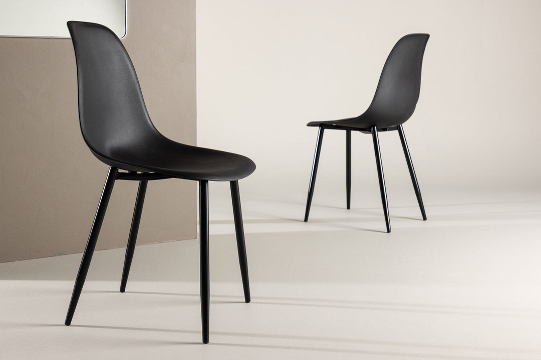 Venture Home Polar Plastic Dining Chair 2-pack - Black Legs / Black Plastic