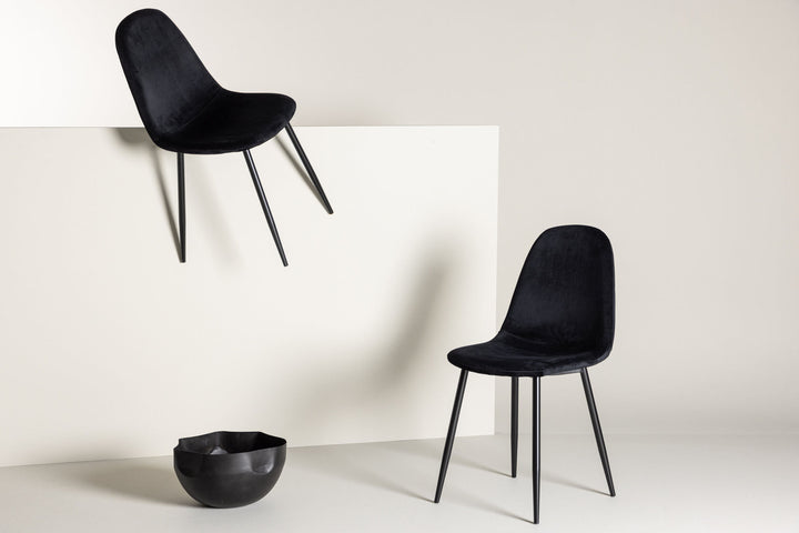 Venture Home Polar Dining Chair 2-pack - Black legs / Black Velvet
