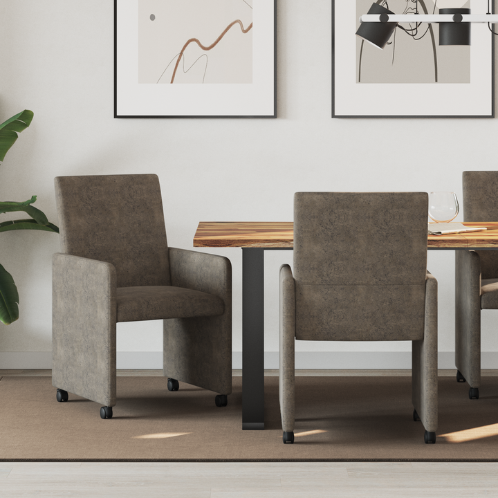 Spisebordsstole med hjul 2 pcs Mørkegrå 57 x 66 x 94 cm