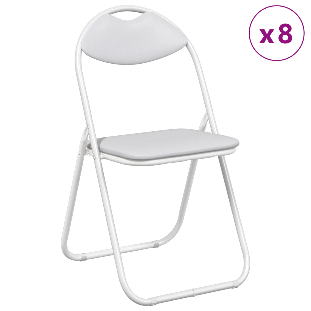 Sammenklappelig stol 8 pcs Hvid 48 x 43,5 x 81 cm Faux læder