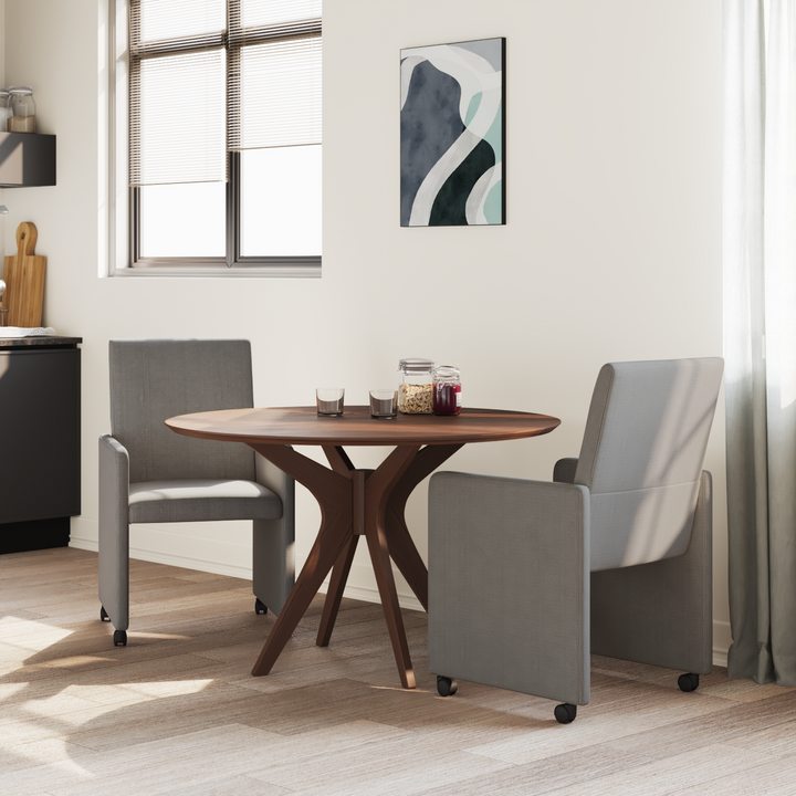 Spisebordsstole med hjul med hjul 2 pcs Lysegrå 57 x 66 x 94 cm