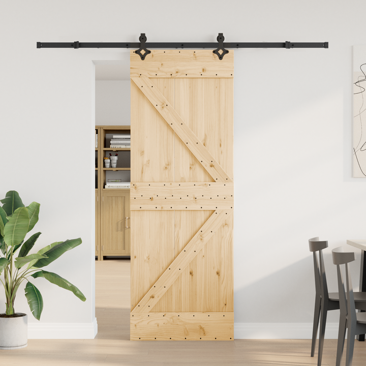 Skydedør NARVIK Naturfarvet og sort 70 x 210 cm (213,5 cm)