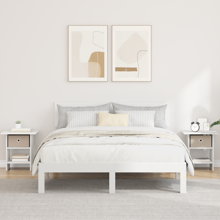 Sengebord med skuffe 2 pcs Hvid 41 x 40 x 45 cm Konstrueret træ