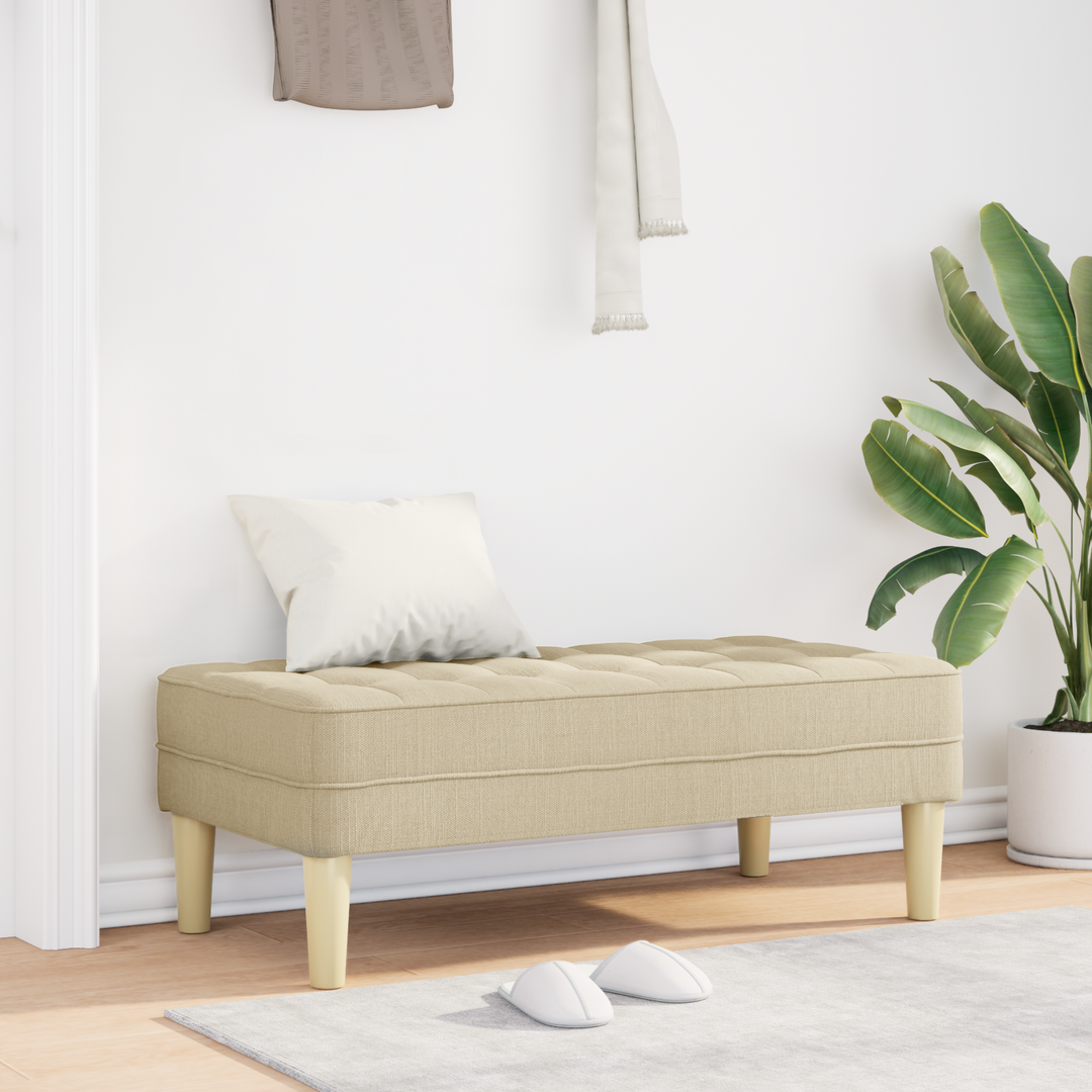 bænk med pude Creme 113 x 57 x 39 cm Stof