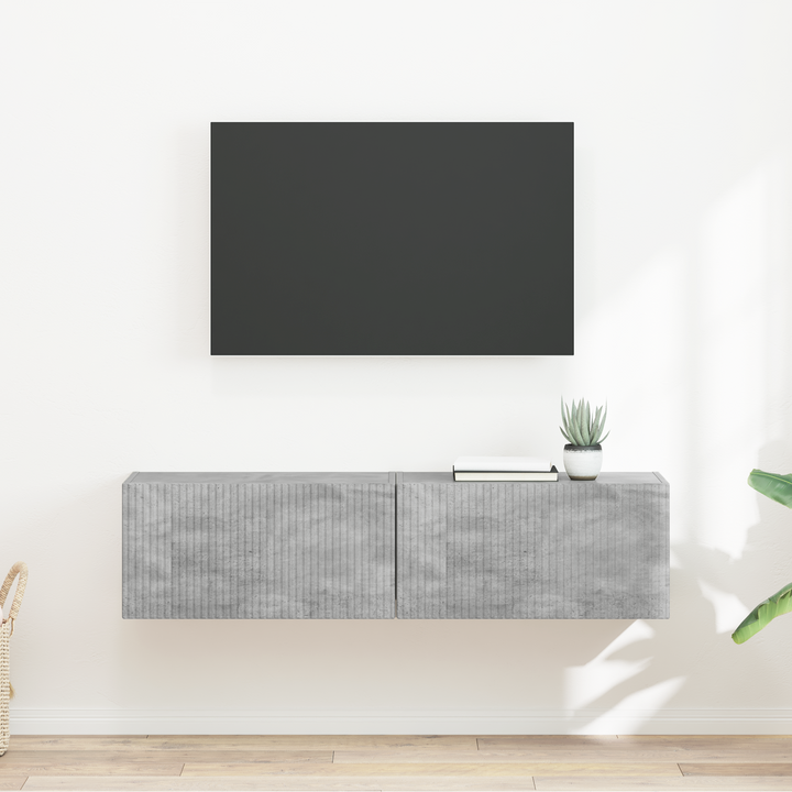 TV vægskab 2 pcs Beton 60 x 31 x 29,5 cm Konstrueret træ