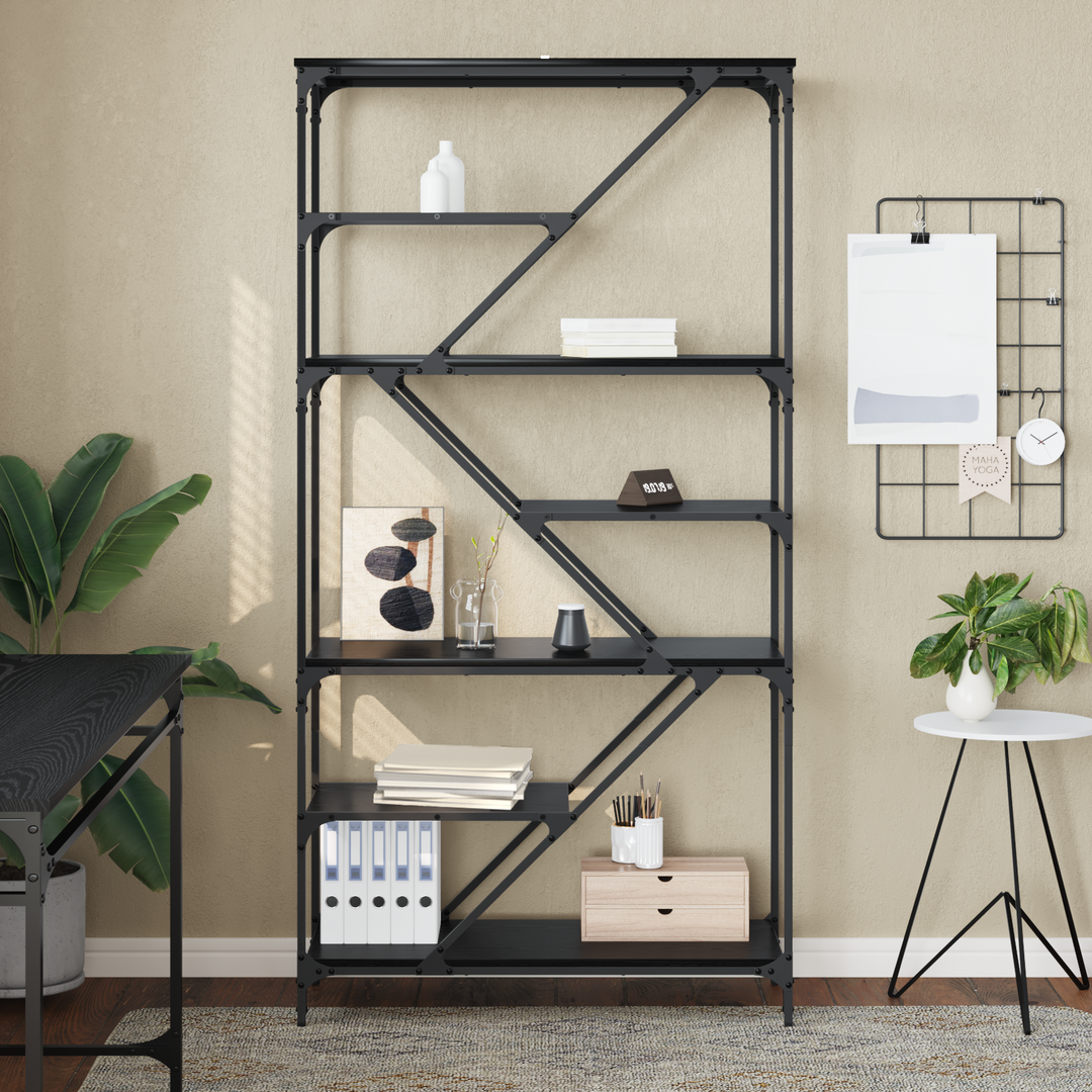 Bogreol Sort eg 91 x 36 x 176 cm Konstrueret træ