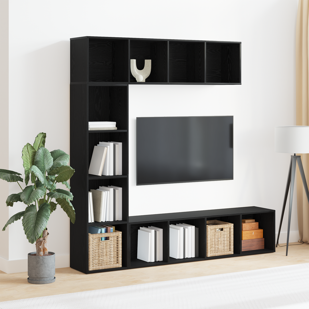 Bogreol 3 pcs Sort eg 36 x 30 x 143 cm Konstrueret træ