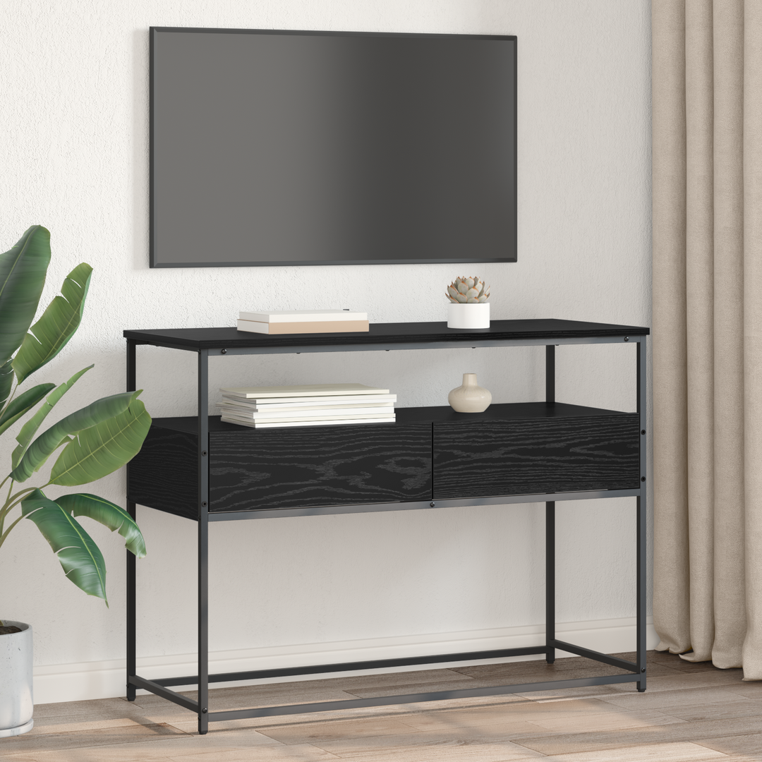 Konsolbord med skuffe Sort eg 100 x 40 x 75 cm Konstrueret træ