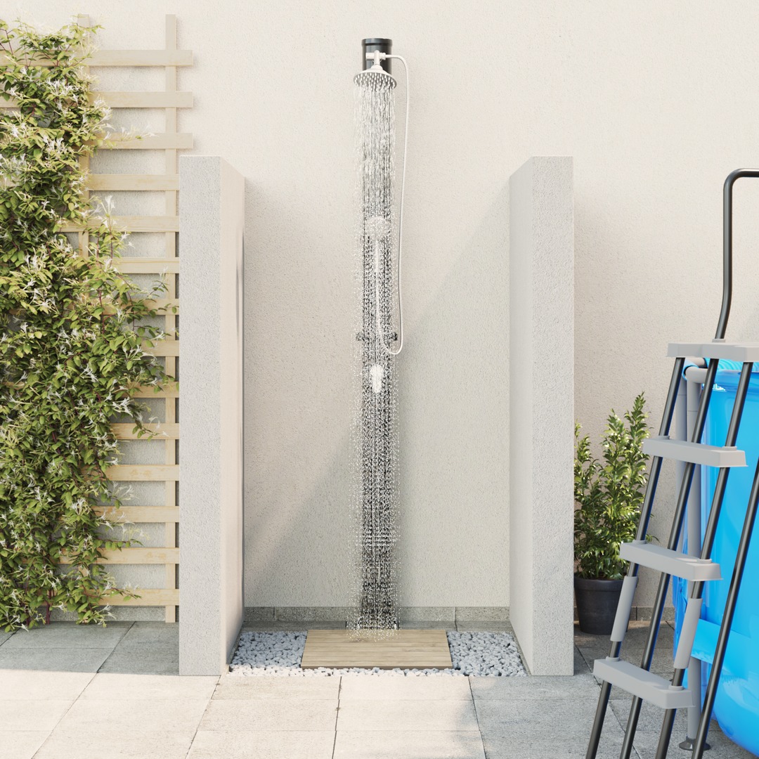 Udendørs Solbruser Sort 217 cm PVC og Aluminium
