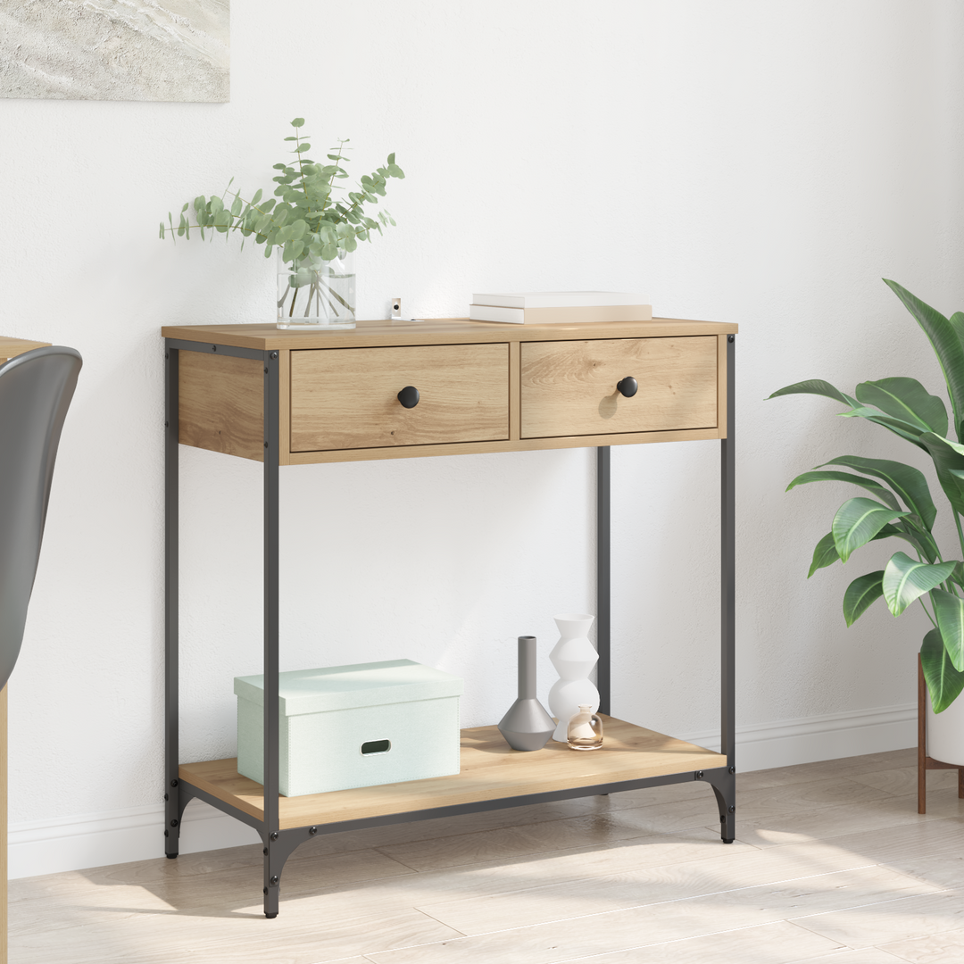 Konsolbord Artisan Egetræ 75 x 34,5 x 75 cm Konstrueret træ