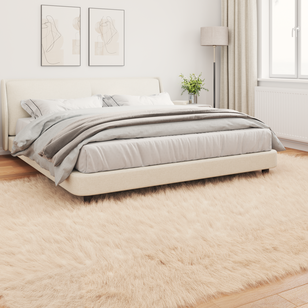 Fuskobbel lammeskindstæppe TAFALLA Beige 200 x 280 cm Polyester
