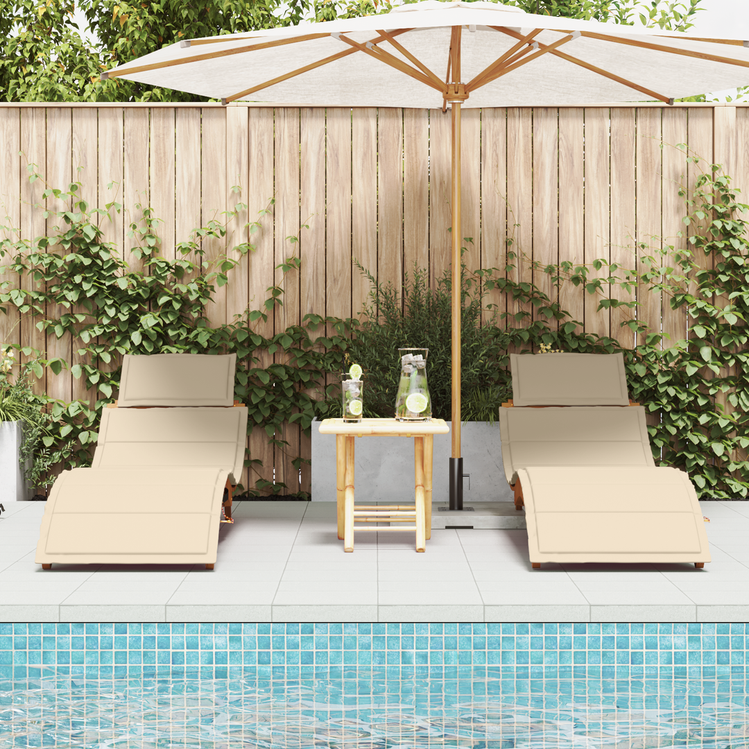 Liggestol med pude 2 pcs Beige Massivt Akacietræ