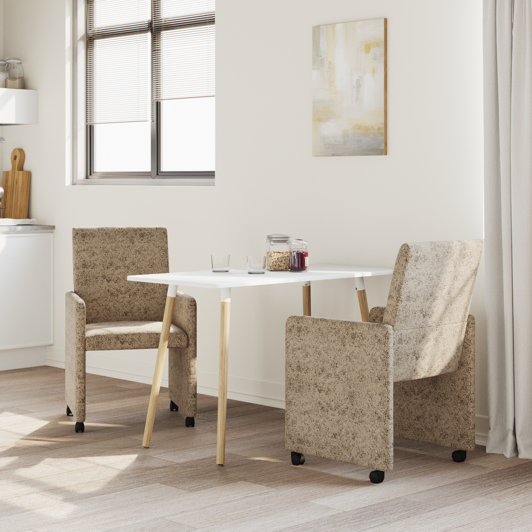 Spisebordsstole med hjul med hjul 2 pcs Lysegrå 57 x 66 x 94 cm