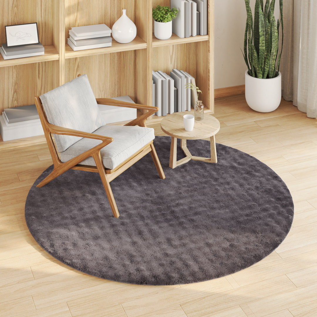 Områdetæpper Rund SIROLO Antracit Ø 200 CM Polyester
