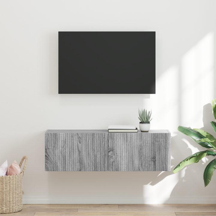 TV vægskab Grå Sonoma 98 x 31 x 29,5 cm Konstrueret træ