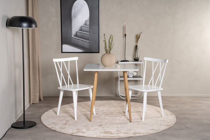 Venture Home Polar dining table 80*80cm - White /oak-look legs