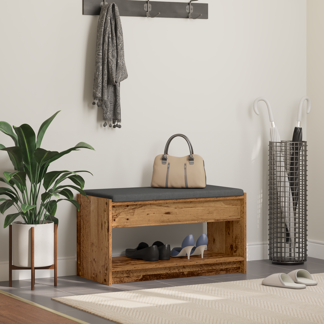 Hallbænk Gammelt træ 83 x 38 x 45 cm Kunstigt træ og stof