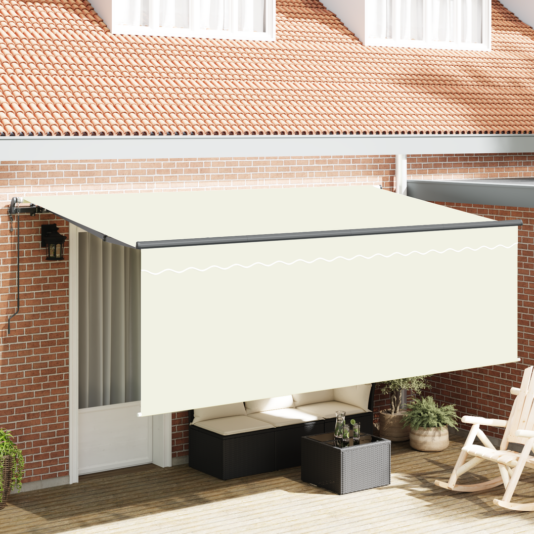 Utrækkelig Markise Creme 400 x 200 cm Polyester og Aluminium