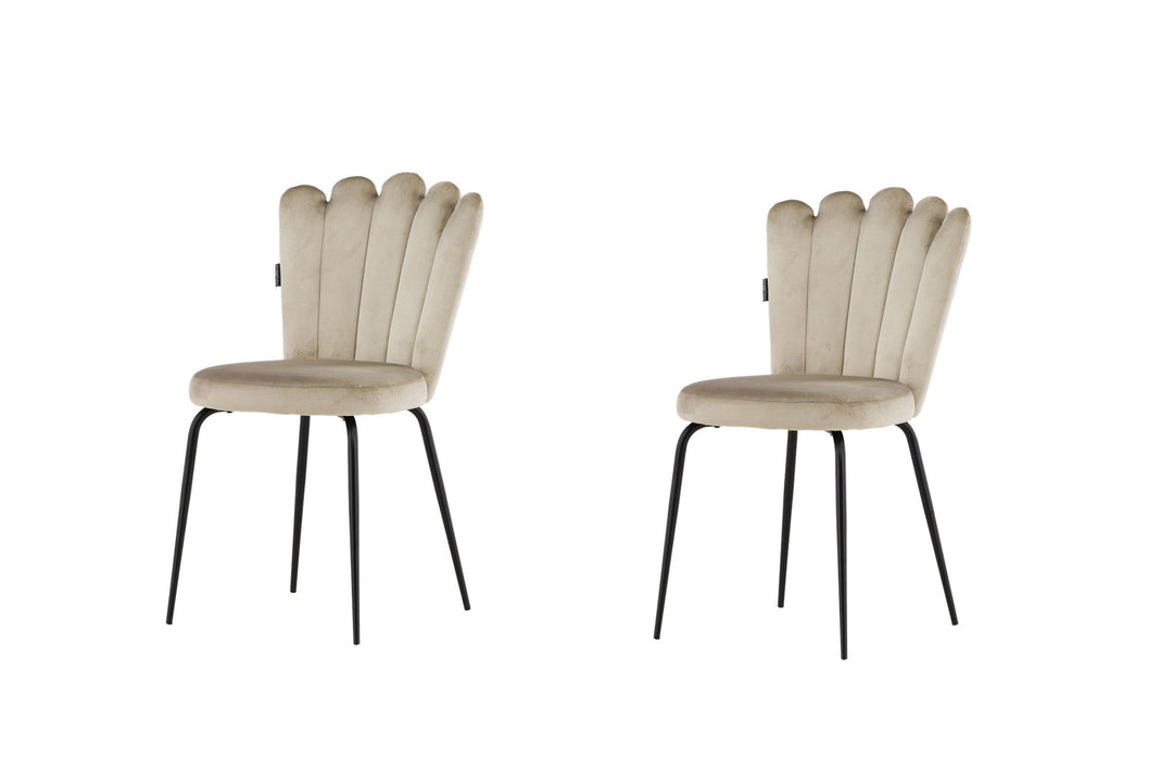 Furniture Fashion Limhamn Light Chair 2-pack - Black / Beige Velvet