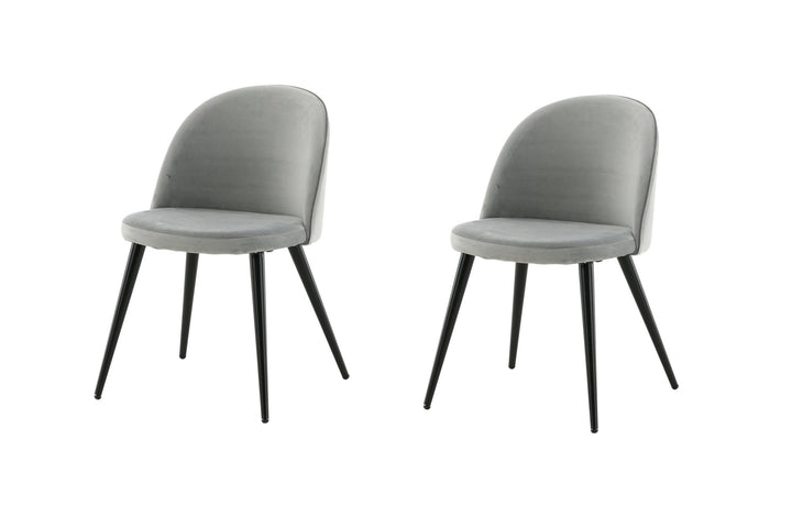 Venture Home Velvet Dining Chair 2-pack - Light Grey Velvet / Black Legs- (UK)