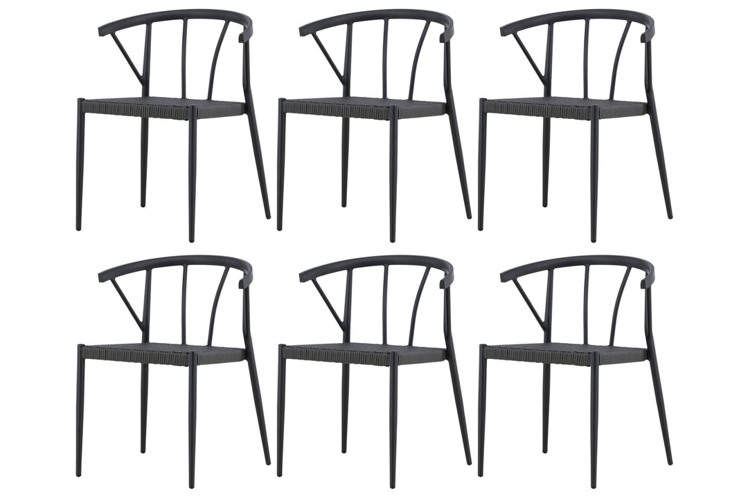 Venture Home Stina - Dining Chair 6-pack - Black - Alu/Wicker