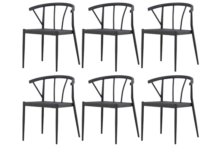 Venture Home Stina - Dining Chair 6-pack - Black - Alu/Wicker