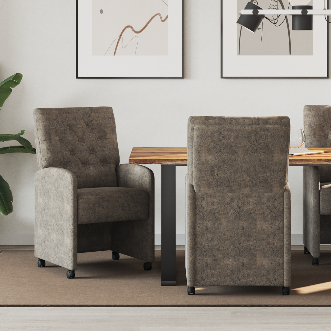 Spisebordsstole med hjul 2 pcs Mørkegrå 58 x 67 x 97 cm